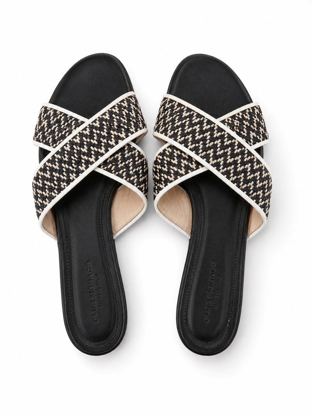 Club Monaco Made in Italy Woven Raffia Leather Slides 38 - size 7.5-8